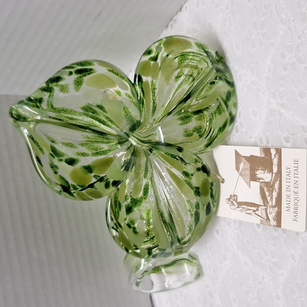 #ADJ  Green Glass Flower Made In Italy